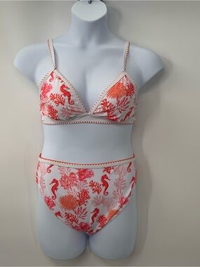 Rotita Women's Seahorse & Reef Print Bikini Set Size M